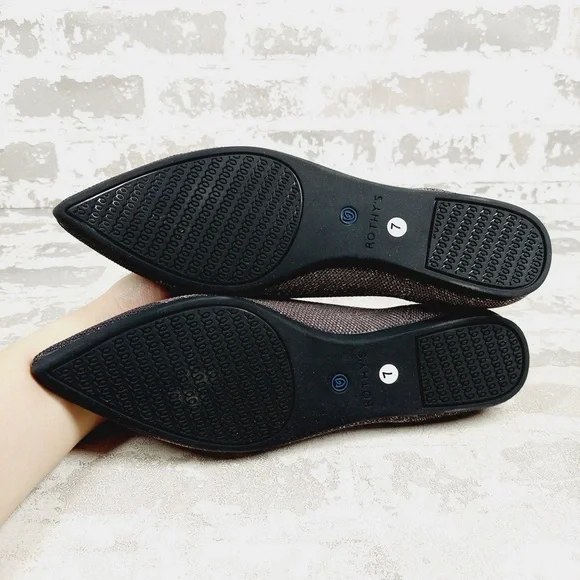 NEW Rothy's The Flat Brown Knit Pointy Toe Slip On Loafers X451